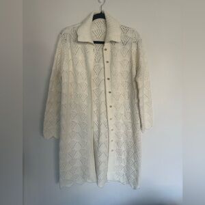 Vintage Ivory Knit Cardigan Coat | Union Made USA | Cottagecore Grannycore | M/L